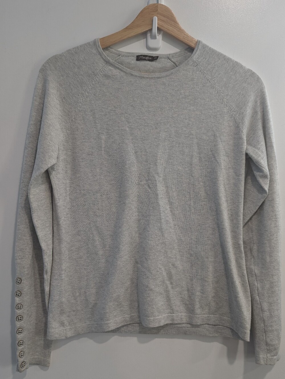 J. McLaughlin Jamey Sweater Heather Gray Raglan Ribbed Size XS